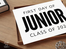 Bold First Day Of Junior Year Sign PRINTABLE, 11th Grade Minimalist Boy Back To School Sign, Photo Prop Simple Modern, Class Of 2028