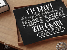 First Day of 8th Grade Sign Printable, Back to School Sign, Last Middle School Clean + Chalkboard 1st Day Eighth Grade Poster for Boy Girl
