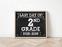 Last Day of 2nd Grade Sign | End of School Year Second Grade Photo Prop | Printable Chalkboard 2026