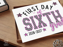 First Day of 6th Grade Sign Printable, Trendy Checkered Leopard Preppy Poster, Sixth Grade 1st Day Back To School Sign, Instant Download
