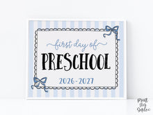First Day Of Preschool Sign Coquette PRINTABLE Back To School Sign, Photo Prop, Instant Download, Cute Bow, Whimsical, Elegant Sign Lace