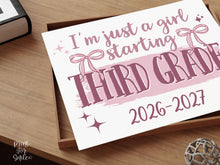 Girl First Day Of Third Grade Sign PRINTABLE, 3rd Grade Back To School Sign, Cute Coquette Bow Pink Y2K Photo Prop, Balletcore Aesthetic