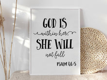 PRINTABLE God Is Within Her She Will Not Fall, Christian Bible Verse, Graduation Sign, Decor For Her