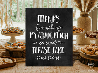 PRINTABLE Thanks For Making My Graduation So Sweet Sign, Graduation Sign, Grad Party Decorations, Table Sign, College Chalkboard