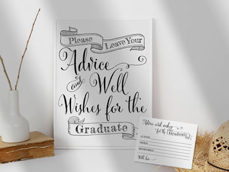 Graduation Advice And Wishes Cards Sign PRINTABLE Party Decorations