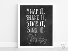 Snap It, Shake It, Stick It, Sign It Sign, Graduation Sign, Photo Sign, PRINTABLE Decor, Grad Party Decorations, Chalkboard