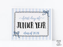 Coquette First Day Of Junior Year Sign PRINTABLE Back To School Sign Photo Prop Instant Download Whimsical Bow Class Of 2028 11th Grade Lace