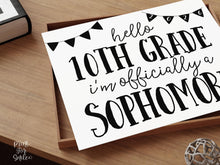 Hello 10th Grade Sophomore Year Sign Printable, First Day Of Tenth Grade, Clean Back To School Sign