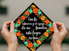 Spanish Grad Cap Topper, Con Fe Esfuerzo y el Apoyo de Mi Familia Graduation Cap Topper Printable, Latina Grad Cap, Mexican Floral