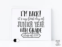 First Day of Junior Year 11th Grade Sign Printable, Back to School Sign, Clean + Chalkboard 1st Day Eleventh Grade Poster for Boy or Girl
