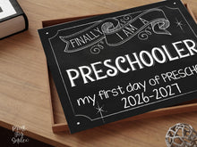 First Day Of Preschool Sign Chalkboard PRINTABLE School Sign Photo Prop, Instant Download