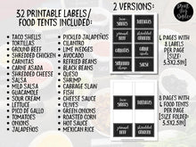 Taco Bar Labels, Taco Food Tent Cards PRINTABLE, Graduation Taco Bar Chalkboard Party Fiesta Tags, Taco Buffet, Mexican Menu Signs, Wedding