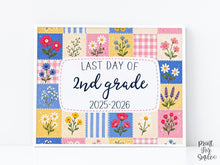 Patchwork Last Day of 2nd Grade Sign, Floral Pastel Printable, End of School Year Photo Prop, Second Grade Sign Instant Download, 2026