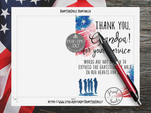 Veterans Day Card For Grandpa PRINTABLE Gift