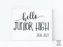 Hello Junior High Sign Printable, First Day Of Junior High, Back To School Sign, Clean, Instant Download