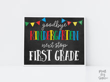 Last Day Of Kindergarten Sign, Kindergarten Graduation Printable, Colorful Chalkboard School Photo Prop