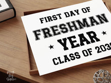 First Day Of Freshman Year Sign Boy PRINTABLE Sports Style, High School Sign, Bold Simple Minimalist Modern Clean