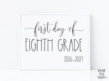 First Day Of 8th Grade Sign Eighth PRINTABLE Back To School Sign Photo Prop