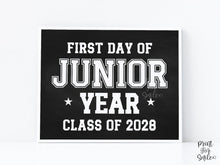First Day Of Junior Year Sign Boy PRINTABLE Chalkboard Sports Style, High School Sign, Bold Simple Minimalist Modern