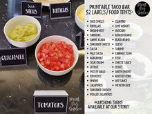 Taco Bar Labels, Fiesta Food Tent Cards, Chalkboard Party Signs (Digital Download)