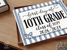 Blue First Day Of 10th Grade Sign Coquette PRINTABLE, Girl Back To School Sign, 1st Day Photo Prop, Cute Bow, Instant Download