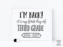 First Day of 3rd Grade Sign Printable, Back to School Sign, Clean + Chalkboard 1st Day Third Grade Poster for Boy or Girl