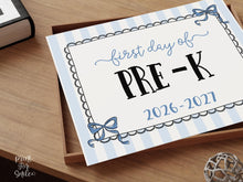 First Day Of Pre-K Sign Coquette PRINTABLE Back To School Sign, Photo Prop, Instant Download, Cute Bow Whimsical Elegant Sign PreK Sign Lace