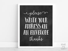 Please Write Your Address On An Envelope Sign PRINTABLE Graduation Sign, Grad Party Decor, Chalkboard Decorations