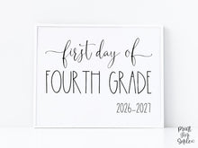 First Day Of 4th Grade Sign Fourth PRINTABLE Back To School Sign Photo Prop