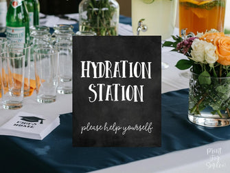 Hydration Station Sign PRINTABLE Graduation Party Sign, Party Decorations, Table Sign, Grad Party Decor, Chalkboard