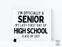 First Day of Senior Year Sign Printable, Last First Day of School Sign, Simple + Chalkboard 1st Day 12th Grade Poster, Clean Class of 2027