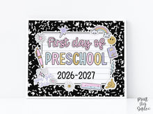 First Day Of Preschool Sign Pastel PRINTABLE, First Day Of School Sign For Girl 1st Day Photo Prop