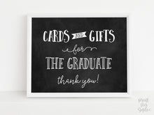 Cards And Gifts For The Graduate Sign, PRINTABLE Graduation Party Decor Chalkboard