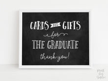 Cards And Gifts For The Graduate Sign, PRINTABLE Graduation Party Decor Chalkboard