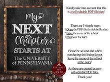 My Next Chapter Starts At Graduation Sign PRINTABLE Party Decorations Personalizable