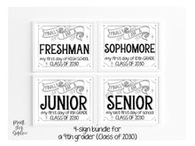 BUNDLE First Day Of Freshman Year Sign, Class Of 2030, 9th Grade Sign, PRINTABLE Signs For All 4 High School Grades, Modern Clean