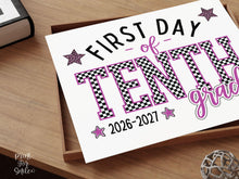 First Day of 10th Grade Sign Printable, Trendy Checkered Leopard Preppy Poster, Tenth Grade 1st Day Back To School Sign, Instant Download
