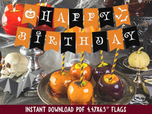 Halloween Happy Birthday Banner PRINTABLE Black Orange Letters