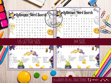 Halloween Word Search For Kids PRINTABLE With Cute Bat, Vampire, Candies, Pumpkin, Ghost, Cat