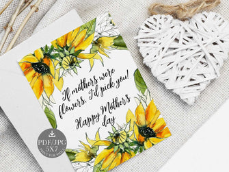 Mother's Day Card Printable, Happy Mother's Day Card Sunflowers