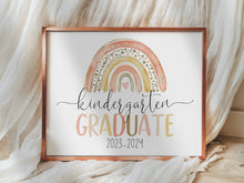 Boho Kindergarten Graduation Sign PRINTABLE 2024 Rainbow 8x10 JPG PDF