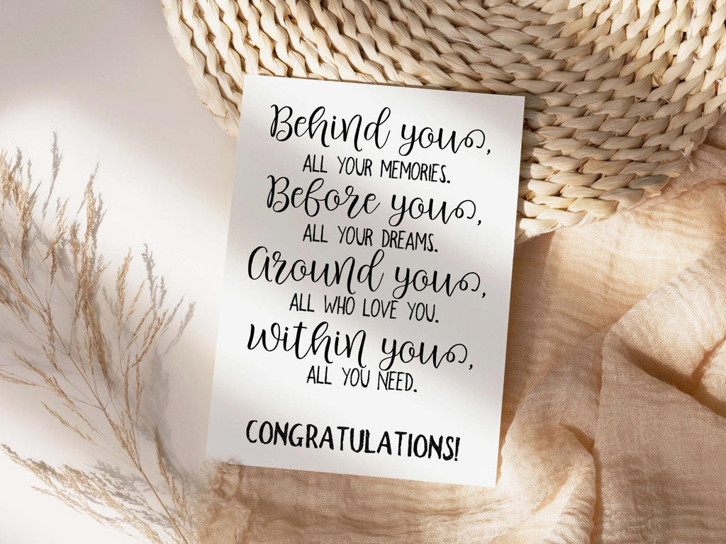 Graduation Card Her Him Gift Printable Behind You All Your Memories