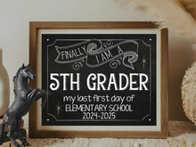 First Day Of 5th Grade Sign Last First Day Of Elementary School Fifth Grade Sign PRINTABLE