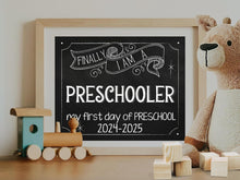 First Day Of Preschool Sign Chalkboard Printable Back To School Sign