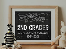 First Day Of Second Grade Sign 2nd School Chalkboard 2024 Printable Back To School