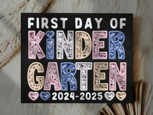 First Day Of Kindergarten PRINTABLE Sign Chalkboard Back To School Sign Photo Prop Instant Download