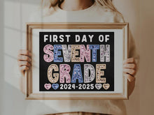 First Day Of 7th Grade PRINTABLE Sign Chalkboard Seventh Grade Back To School Sign Photo Prop Instant Download