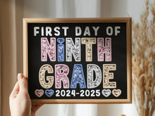 First Day Of 9th Grade PRINTABLE Sign Chalkboard Ninth Grade Back To School Sign Photo Prop Instant Download