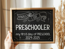 First Day Of Preschool Sign Chalkboard Printable Back To School Sign