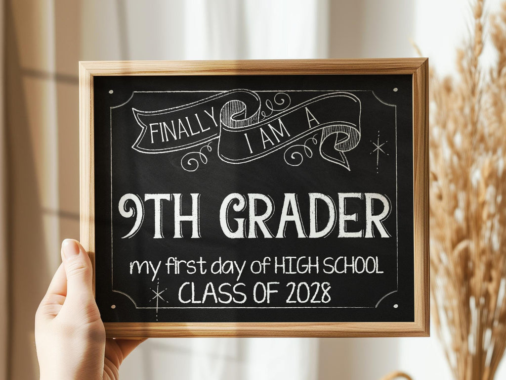 Nineth Sign First Day Of Ninth Grade Sign High School Sign 9th Grade Sign Chalkboa